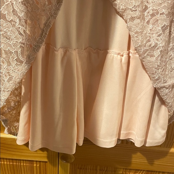 S.L. Fashions Blush Lace Long Sleeve Midi length Dress - Picture 6 of 10